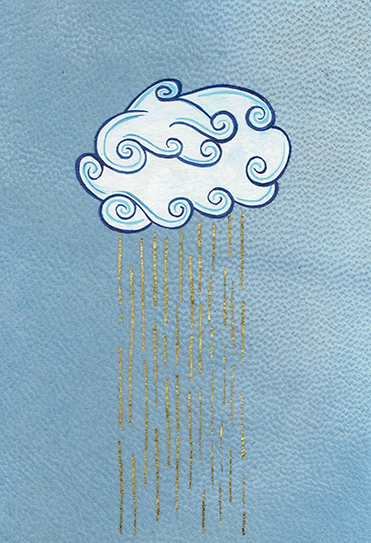 nuage feuille or parchemin bleu